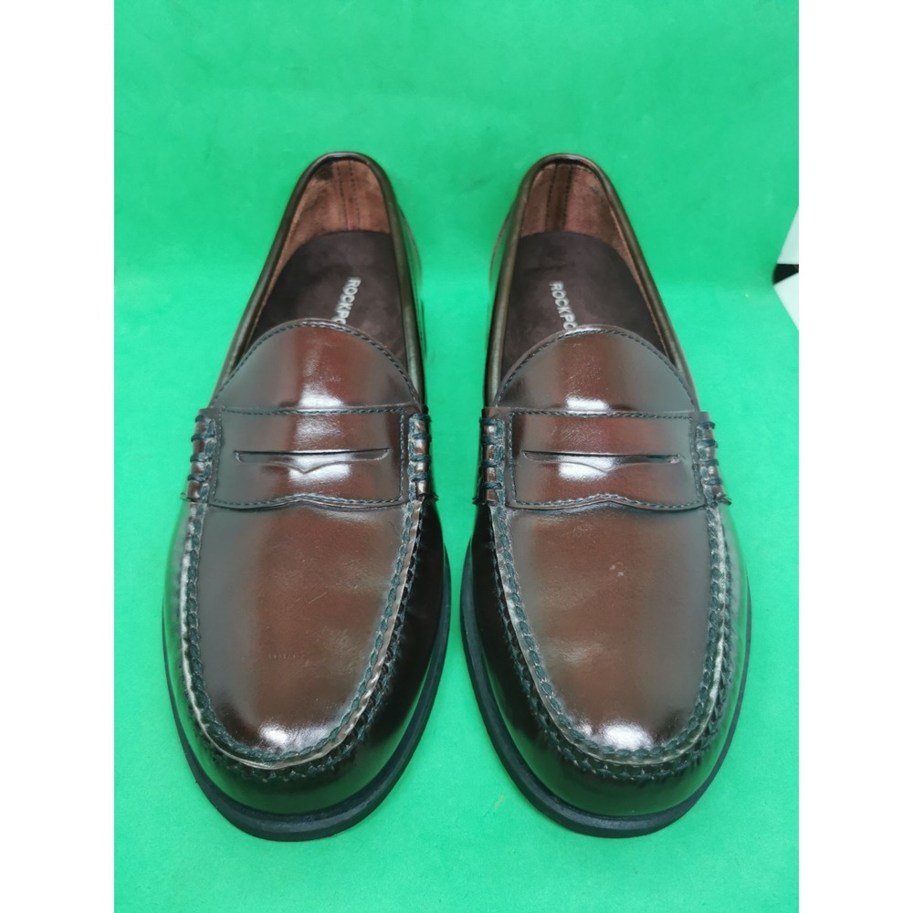 Vintage Rockport Burgundry Leather Penny Loafers Mens Shoes Size 10.5 Wide